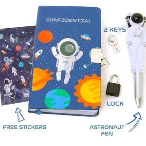 Astronaut-Themed Journal Set W Lock/Key/Pen-NWT